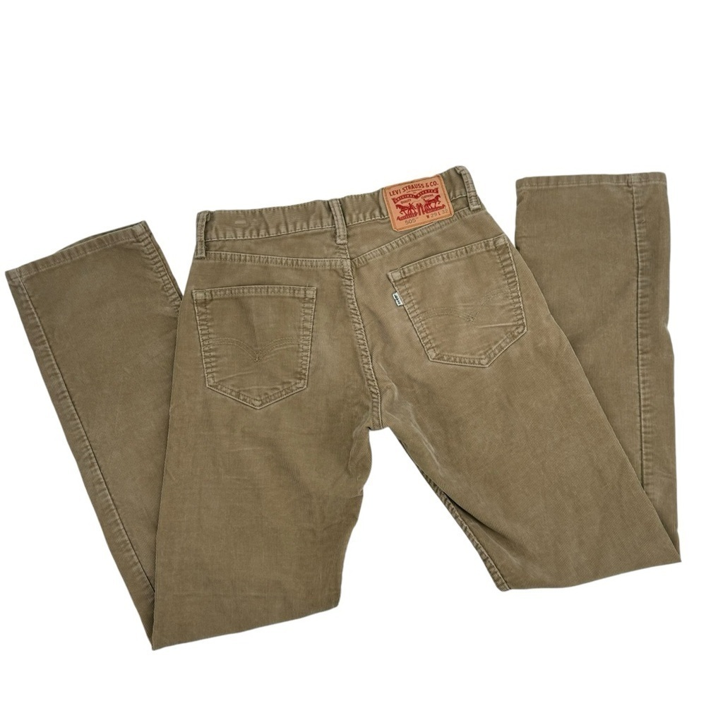 Levi's 505 Corduroy Pants Straight Leg Tan / Brown Stretch Cotton | 28" x 31"